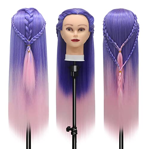 Styling Head 28 inch Hairdresser Training Head 100% Synthetic Fiber Hair Styling Head - Image 2