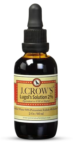 J.CROW'S® Lugol's Solution of Iodine 2% 2 oz (1 Bottle) – Premium Iodine & Potassium Iodide Liquid, Gluten &, Alcohol-Free Natural Brine Extract, No Expiration