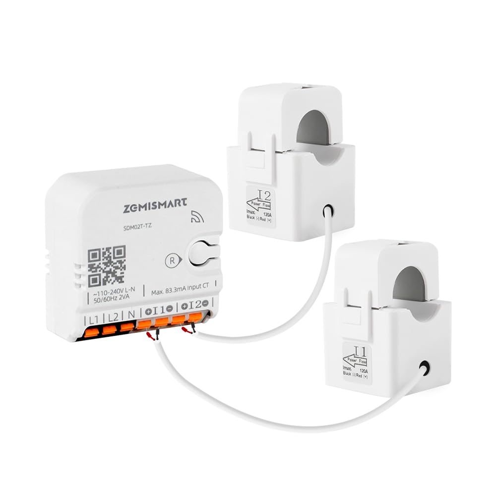 Yagusmart WiFi/Zigbee Smart Energy Meter Power Monitor for Smart Home Automation, 2 Phase Max 120A with 2 Clamps, Supports Tuya App, 110V-240V (Zigbee Version)