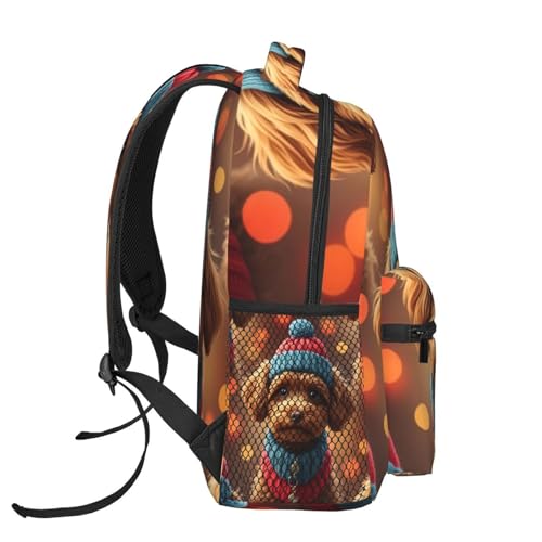 Adjustable Cute Puppy Poodle Backpack Lightweight for College Travel, Perfect for Men and Women3
