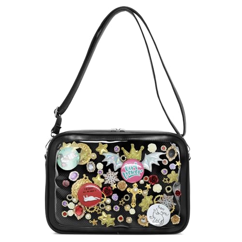 Ita Pin Display Bag, Ita Crossbody Backpack with Kawaii Ita anime purse, Cute Tote Bag for Ita Bag Crossbody black Ita Bag Accessories for Women, Grils