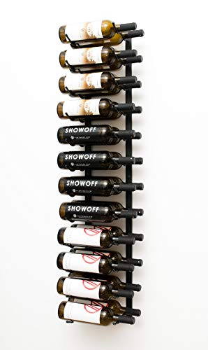 VintageView Wall Series (4 Ft) - 24 Bottle Metal Wall Mounted Wine Rack (Satin Black) Stylish Modern Wine Storage with Label Forward Design