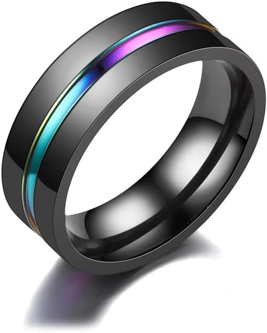 Stainless Steel Band Rings for Men,Cool Fidget Spinning Chain Ring Anxiety Relief Fashion Simple Wedding Engagement Black Ring - Image 2