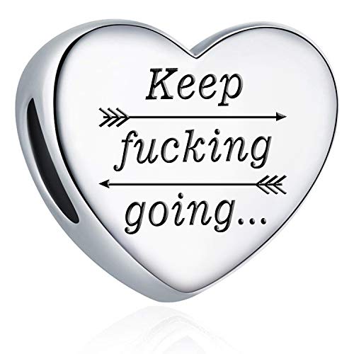 Heart Charm Fit for Pandora Charms Bracelet Inspirational Engraving Jewelry Personality Encouragement Gifts for Women