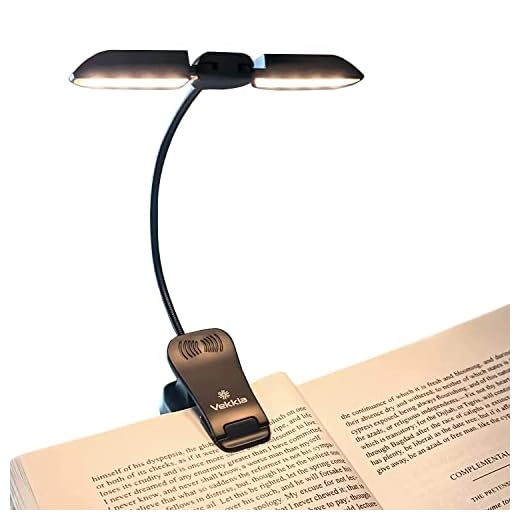 Vekkia 14 LED Rechargeable Book-Light for Reading at Night in Bed, Warm/White Reading Light with Clamp, 180° Adjustable Mini Clip on Light, Lightweight Eye Care Book Light Perfect for Readers & Kids
