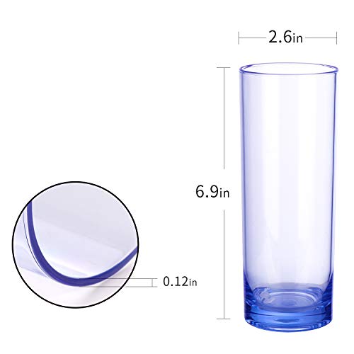 Cykk Plastic Tumblers Acrylic Plastic Glasses In 4 Colors | Set Of 4 Drinking Cups | Rocks Tumblers | Reusable, Bpa-Free, Top-Rack Dishwasher Safe (Blue 15.4Oz) #TOP1