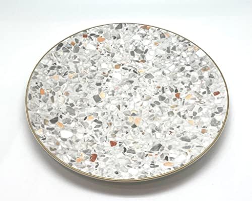 LS LUXURIOUS Devnow Terrazzo Glossy Finish 22 cm Ceramic Quarter/Salad Plate Set of 6 Pieces