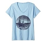 Femme Trendy Wide Open Desert Space Circle T-Shirt avec Col en V