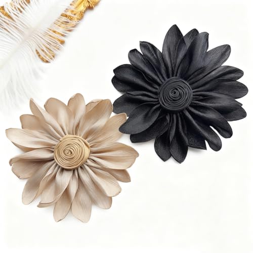 Image of Dainty Satin Fabric Flower Brooches Pin Burnt Edge Black Daisy Brooch Pin Elegant Lapel Pins Christmas Brooches Pin Dress Skirt Scarf Hat Pins Accessories Wedding Party Gift 4IN