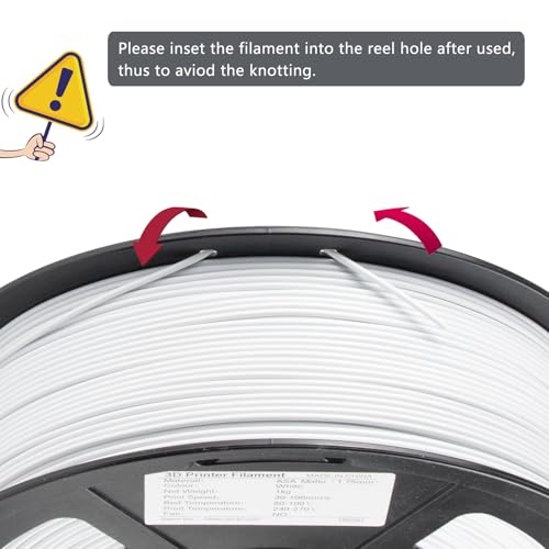 Image of iSANMATE ASA White 3D Printer Filament, UV & Weather Resistant White ASA Filament 1.75MM for Bambu Lab 3D Printers,AMS,AMSLite, 1kg Spool (2.2lbs)