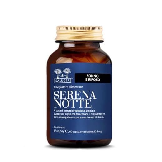 SERENA NOTTE Salugea - Integratore con Valeriana - Contro l'Insonnia - Migliora Durata e Qualità del Sonno - 100% Naturale con Valeriana, Escolzia, Luppolo e Tiglio - 60 Capsule Vegetali