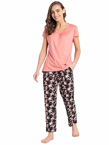 Jockey RX12 Women's Micro Modal Cotton Relaxed Fit Solid V Neck Half Sleeve T-Shirt with Lace Trim On Sleeves