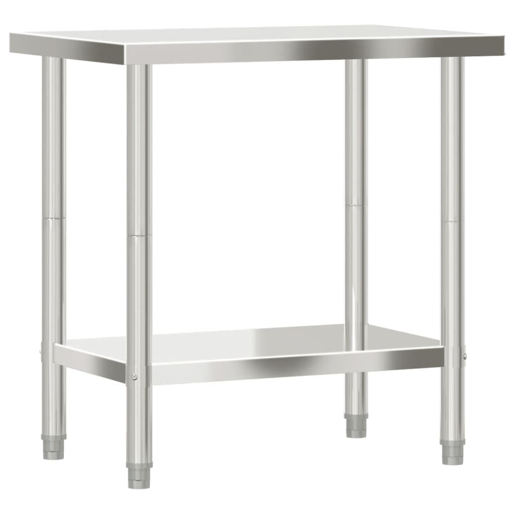 vidaXL Mesa de Trabajo de Cocina, Banco de Preparación de Alimentos, Encimera de Catering, Mesa para Restaurante Escuela, Acero Inoxidable