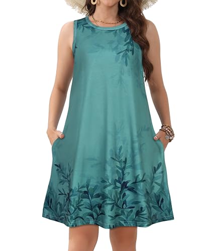 Image of JOLIGAL Womens Summer Dresses Casual Sleeveless Tshirt Sundress Beach Cover Up with Pockets Loose Tank Dress 2026