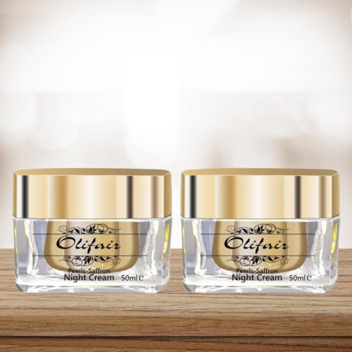 Image of Olifair Pearls Saffron Night Cream for Men and Women,Skin Whitening and Dark Spot Removal-50 g (Pack of 2)