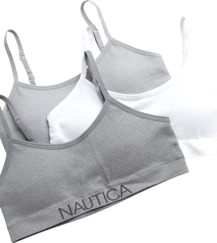 Nautica Girls Training Bra - 3 Pack/6 Pack Seamless Padded Bralette Underwear for Girls with Removable Pads (Sizes: S-XL)3