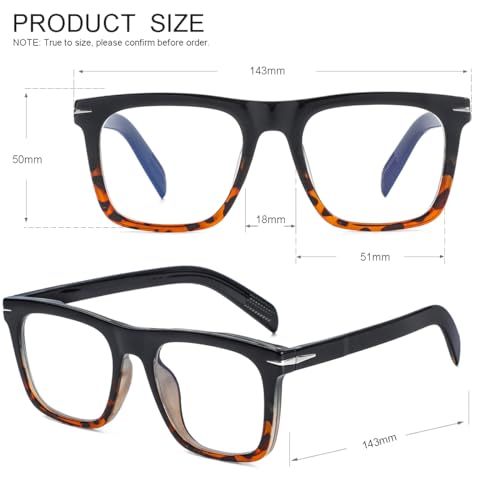 Image of JOVAKIT Square Frame Glasses for Women Men Non-prescription Clear Lens Eyeglasses Anti-Blue Light Lens Eyewear