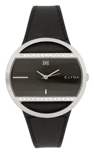 Clyda – A0322GNIN Montre de Poignet, Bracelet en Cuir Noir