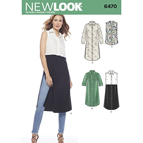 NEW LOOK UN6470A 6470 Pattern 6470 Misses' Shirt Dress or Tunics with Length Variations