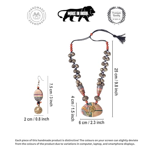 Image of AAKRITI ART CREATIONS Handcrafted Women's Jewelry Set - Ethnic Necklace and Earrings, Fashion Accessories for Special Occasions & Celebrations