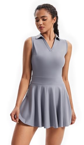 Blaosn Golf Tennis Dress Workout Athletic Dresses For Women Gym Active Exercise Sports Mini Sleeveless Collared With Pockets Shorts Underneath Cute Trendy Clothes 2 Piece Sets Outfits Casual Summer Grey Xs thumb #1