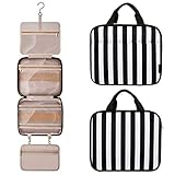 Toiletry Bag Travel Bag with Hanging Hook, Water-resistant Makeup Cosmetic Bag Travel Organizer with 4 Compartments & 1 Sturdy Hook,Perfect for Travel/ Daily Use/ Christmas/Holiday Gifts