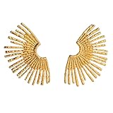 Pendientes para mujer Mujer Vintage en forma de hoja de abanico Temperamento de tachue color dorado personalidad joyería sencilla para fiesta regalo para pareja de chicas