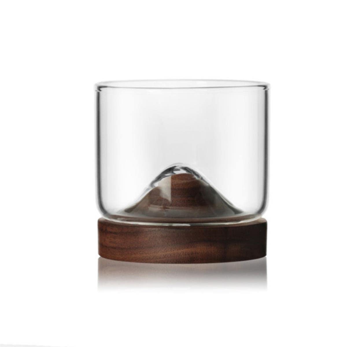 Verre à whisky de montagne en verre transparent avec socle en bois pour bière et vin