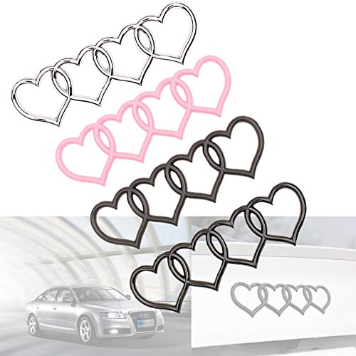 ELAYARD Herz Auto Aufkleber Silber - Niedliches Kofferraum Abzeichen