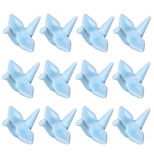 PAMINGONO 12 Pezzi Porta Bacchette in Forma di Gru Origami Blu Supporto Antiscivolo per Bacchette Cinesi Poggiaposate per e Tavola Facile da Pulire e Resistente