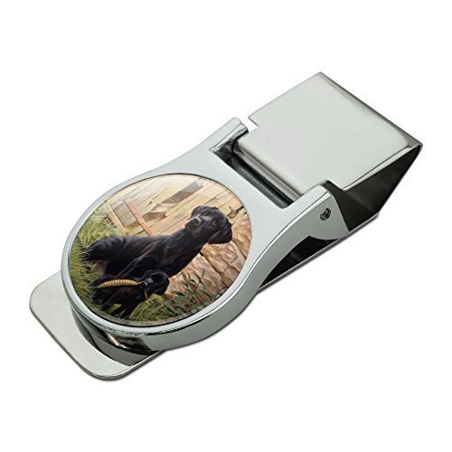 GRAPHICS & MORE Black Labrador Retriever Dog Puppy Satin Chrome Plated Metal Money Clip