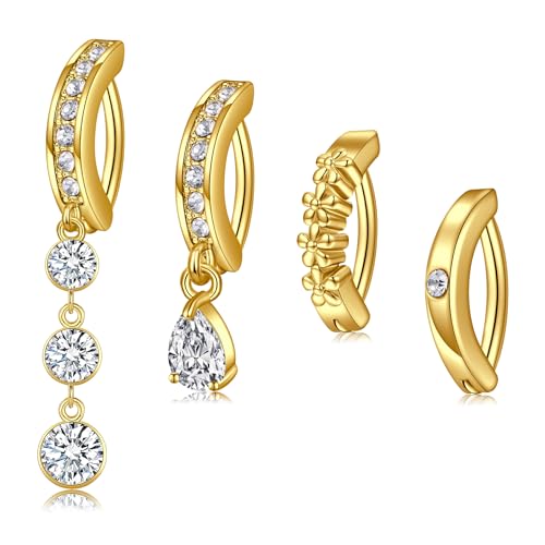 QWALIT Gold Belly Button Ring Dangle Belly Ring Clicker...