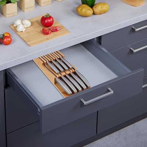 Cuchillos de cocina organizador cajon bambu madera natural 40 cm 3