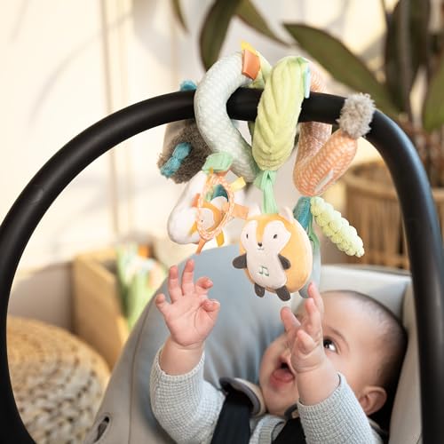 Bright Starts Floral Safari Baby Activity Gym Machine Washable Play Mat with 4 Toys, Newborn and up - Pink and Purple, 32x32x18 Inch - Image 4
