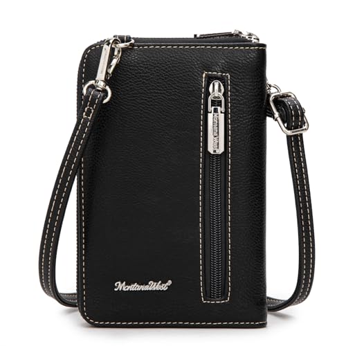 Image of Montana West Western Crossbody Phone Wallet for Women RFID Blocking Wallet Purse with Cash Slots & Zipper Pocket