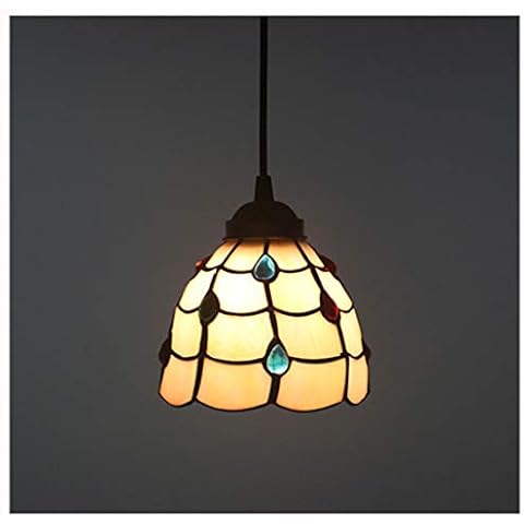 Tiffany Style Pendant Light Lighting, Vintage 15.7 inch Stained Glass Light Fitting for Bedroom Office Restaurant Café,Hanging Lamp Rustic Decoration Ceiling Lighting E27,16cm Cover