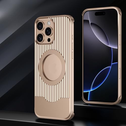 航空アルミ合金ケース 金属携帯電話ケース Mag Safe対応 磁気ケース互換性iPhone 16 Pro Max ケース 衝突防止スリムなタッチケース電話アクセサリー メタルフレームレスケース 放熱設計、超薄型、軽量、金属製のケース (IPHONE16P