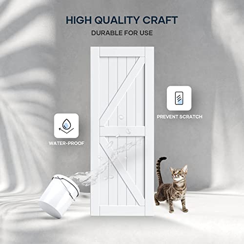 Easelife 30In X 84In Sliding Barn Door With 5.5Ft Barn Door Hardware Track Kit Included,Solid Lvl Wood Slab Covered With Water-Proof & Scratch-Resistant Pvc Surface,Diy Assembly,Easy Install,White #TOP3