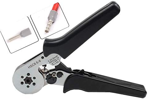 LUBAN Crimper Plier, Self-adjustable Ratcheting Ferrule Crimping Pliers Tool for Wire End Sleeves Terminals AWG23-10 (0.25-6 mm²), Hexagon Compression, BLACK