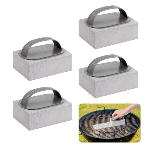Set of 4 pumice stones for cleaning the oven, grill cleaning bricks with handles, grill brick,natural cleaning pumice, flat stone cleaning bricks for barbecue pool bathroom sink