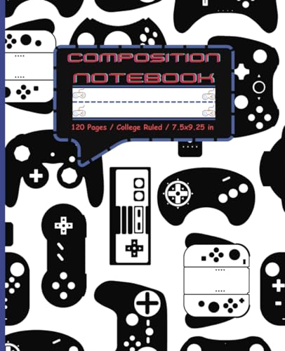 Gamer Composition notebook: Gaming notebook for boys, girls, teens, adults | Gamer notebook Party Favor. 120 pages college ruled | School Supplies ... | Remote control gaming notebook | 7.5x9.25 image 2