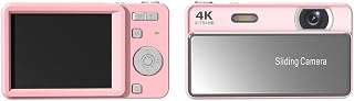 Kompakte Slider-Digitalkamera mit 64-MP-Sensor und 16-fachem Zoom, 4K-Videoaufnahme, Metall-ABS-Konstruktion, tragbares Slide-Design für Schüler und Anfänger (Rosa)