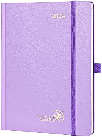 POPRUN Week to View Slim Diary 2024 Pocket Size 16.5 x 9 cm Hardback 24 Weekly Planner with Dotted Note Pages, Inner Pocket, FSC® Paper - Black