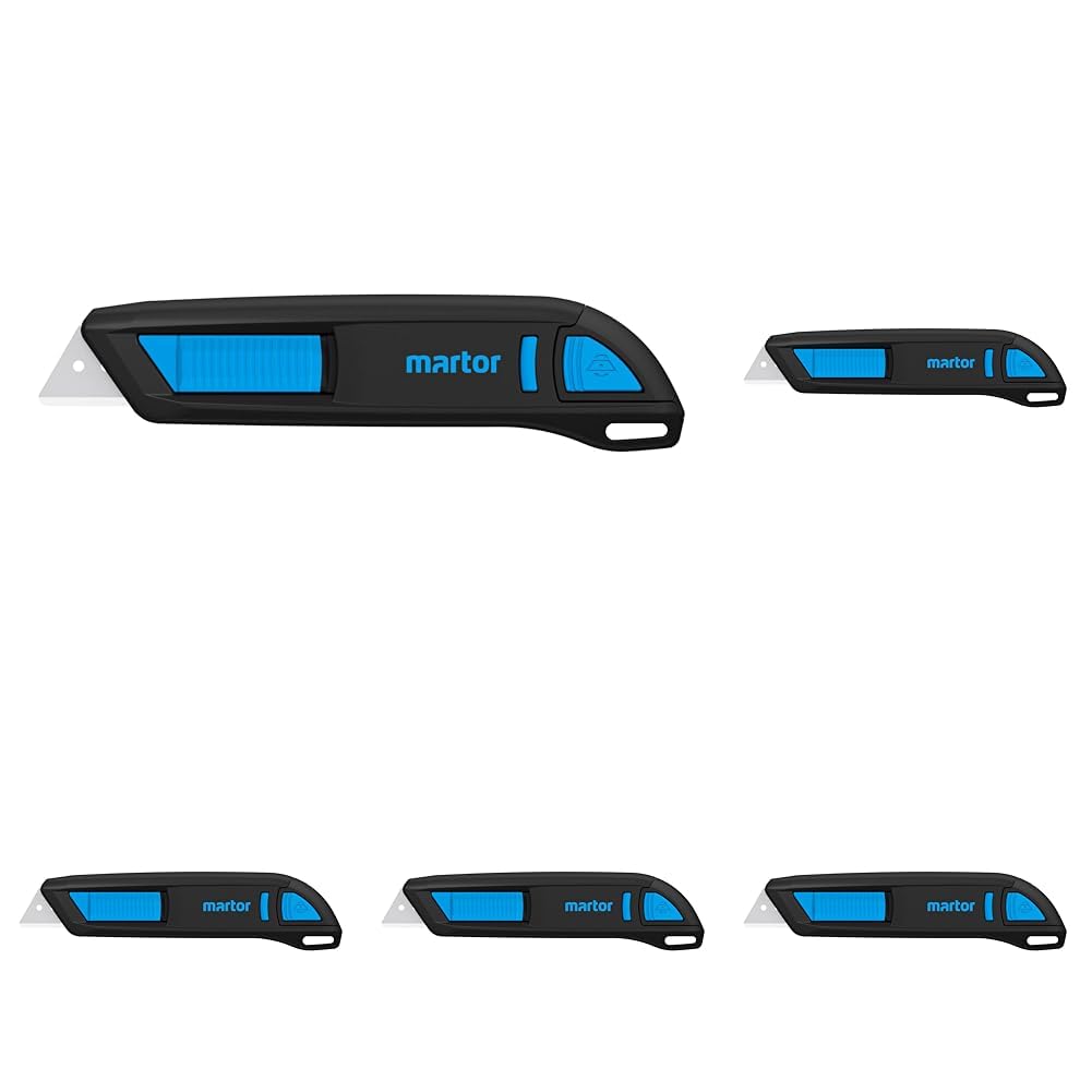 MARTOR Safety Knives with Blade Retraction & Rounded Blade, SECUNORM 300, Professional Safety Knife, Lightweight, Plastic, Right and Left Handed, 17 mm Cutting Depth