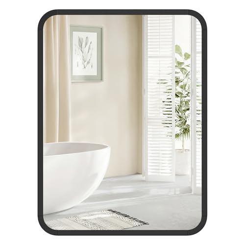 SONGMICS Spiegel für Bad, Wandspiegel, rechteckiger Spiegel, Aluminiumrahmen, 40 x 30 cm, mit Sicheâ€¦ – Vignette