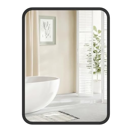 SONGMICS Spiegel für Bad, Wandspiegel, rechteckiger Spiegel, Aluminiumrahmen, 40 x 30 cm, mit Sicherheitsfolie, 2 Aufhängemöglichkeiten, für Wohn-, Schlaf- und Badezimmer, tintenschwarz LWM012BD01