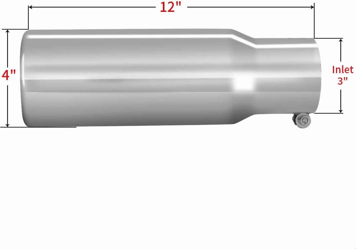 Exhaust tip - 3'' Inlet Bolt on Design - Stainless Steel Car Muffler Tips 3" ID x 4"OD x 12"L