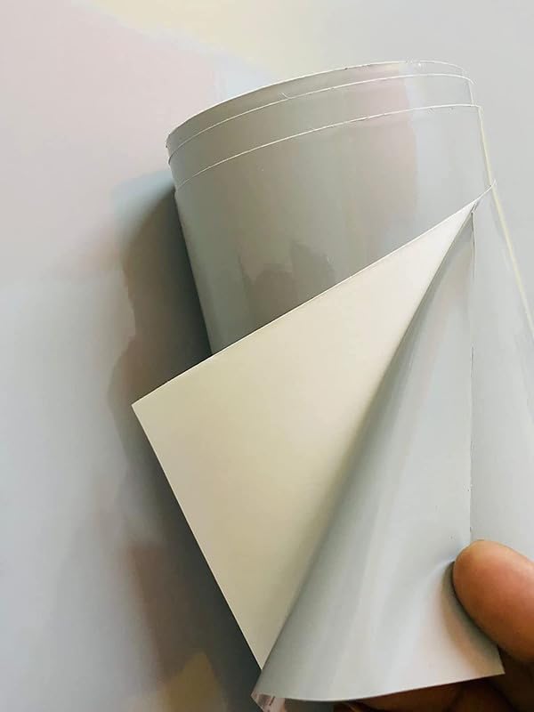 Image of WALLMATE Light Grey Peel and Stick Wallpaper Self-Adhesive Removable Wallpaper Thicken Waterproof Wallpaper for Kitchen Countertop Cabinet (2 Feet by 16 Feet, Glossy Light Grey Wallpaper)