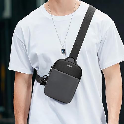 Image of WILDHORN Mini Sling Bag for Men & Women | Anti-Theft Crossbody Sling Bag | Small Chest Bag & Fanny Pack for Travel, Running, Hiking & Sports (Black & Dark Grey)