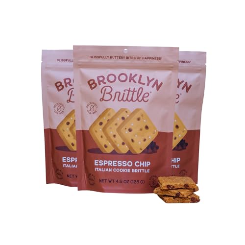 Brooklyn Brittle Espresso Chip Italian Cookie Brittle – Crunchy Coffee-Flavored Gourmet Snack –...